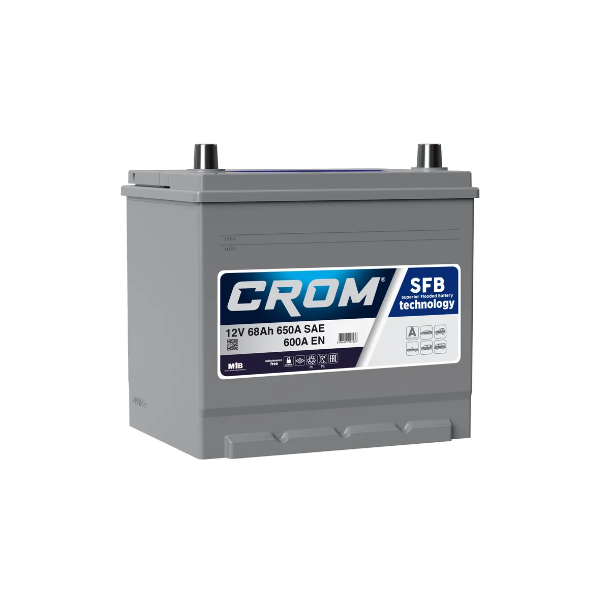 Аккумулятор CROM 68 А/ч Обратная 232x173x225 EN600 А CROM артикул  D23.68.060.C - цена, характеристики, купить в Москве в интернет-магазине  автозапчастей АВТОРУСЬ