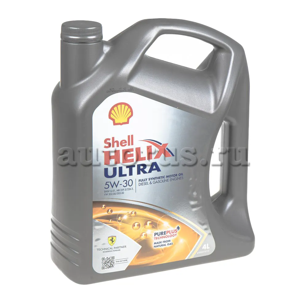 Масло моторное SHELL Helix Ultra 5W-30 синтетическое 4 л EURO 550046268  SHELL артикул 550046268 - цена, характеристики, купить в Москве в  интернет-магазине автозапчастей АВТОРУСЬ