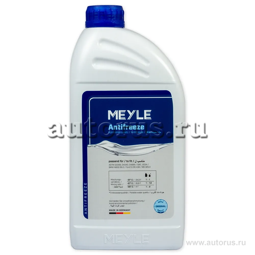 Антифриз MEYLE Universal G11 концентрат синий 1,5 л 014 016 9100 MEYLE  артикул 014 016 9100 - цена, характеристики, купить в Москве в  интернет-магазине автозапчастей АВТОРУСЬ