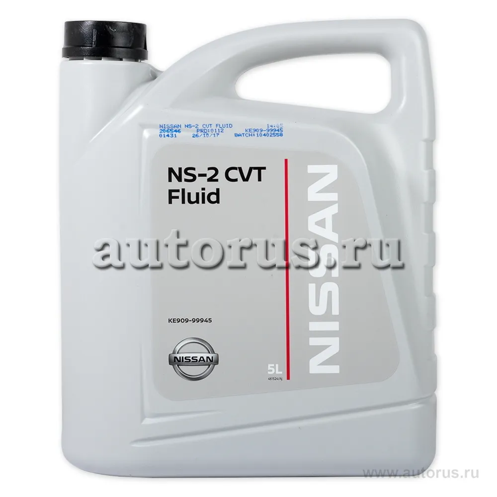 Масло трансмиссионное NISSAN NS-2 CVT Fluid зеленый 5 л KE909-99945R NISSAN  артикул KE909-99945R - цена, характеристики, купить в Москве в  интернет-магазине автозапчастей АВТОРУСЬ