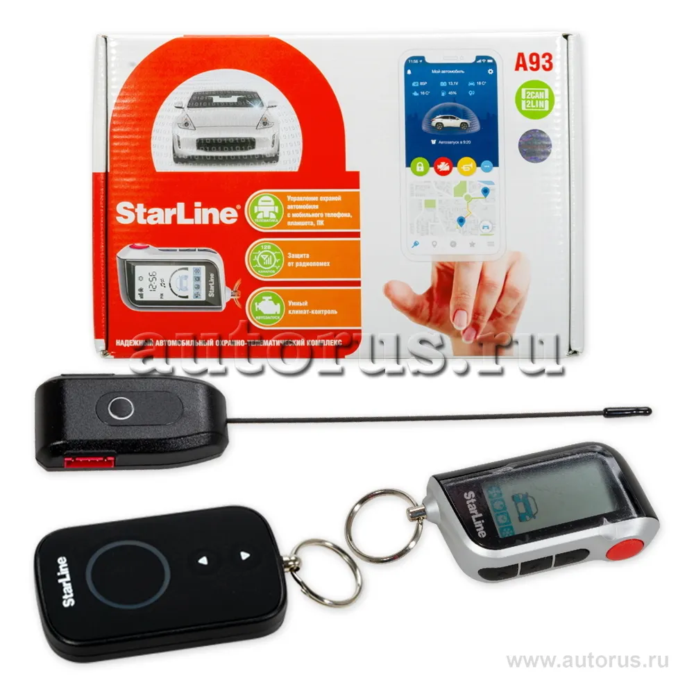 Сигнализация A93 2CAN+2LIN, запуск StarLine 4001881 StarLine артикул  4001881 - цена, характеристики, купить в Москве в интернет-магазине  автозапчастей АВТОРУСЬ