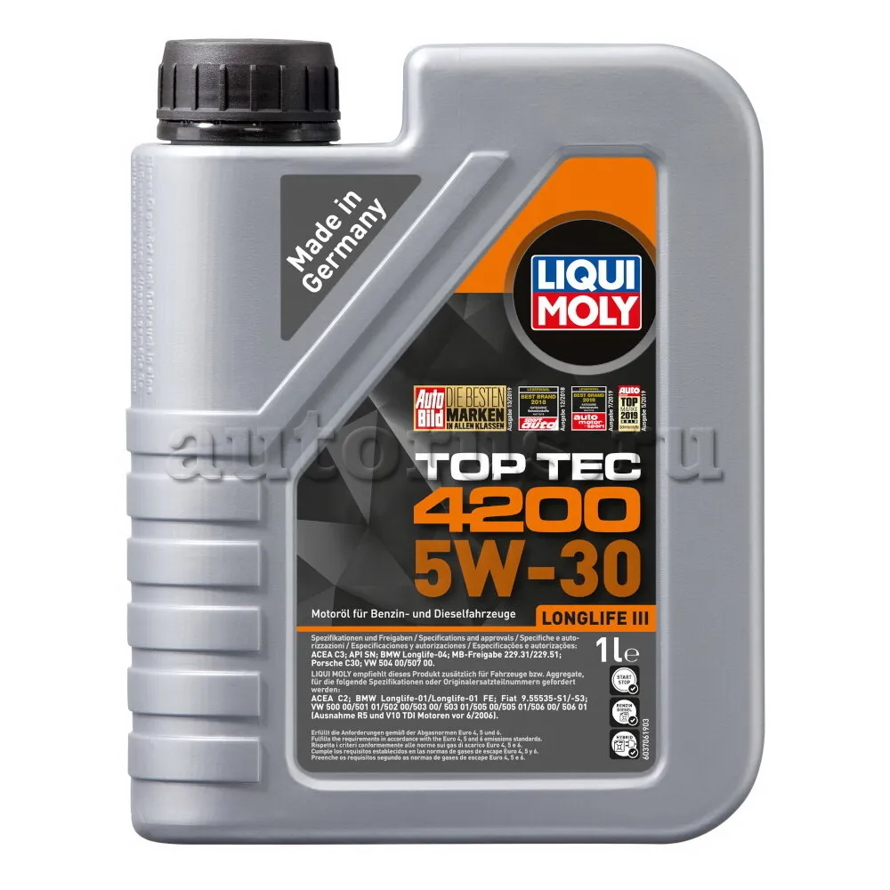 Масло моторное LIQUI MOLY Top Tec 4200 5W-30 синтетическое 1 л 3706/7660 LIQUI  MOLY артикул 7660 - цена, характеристики, купить в Москве в  интернет-магазине автозапчастей АВТОРУСЬ