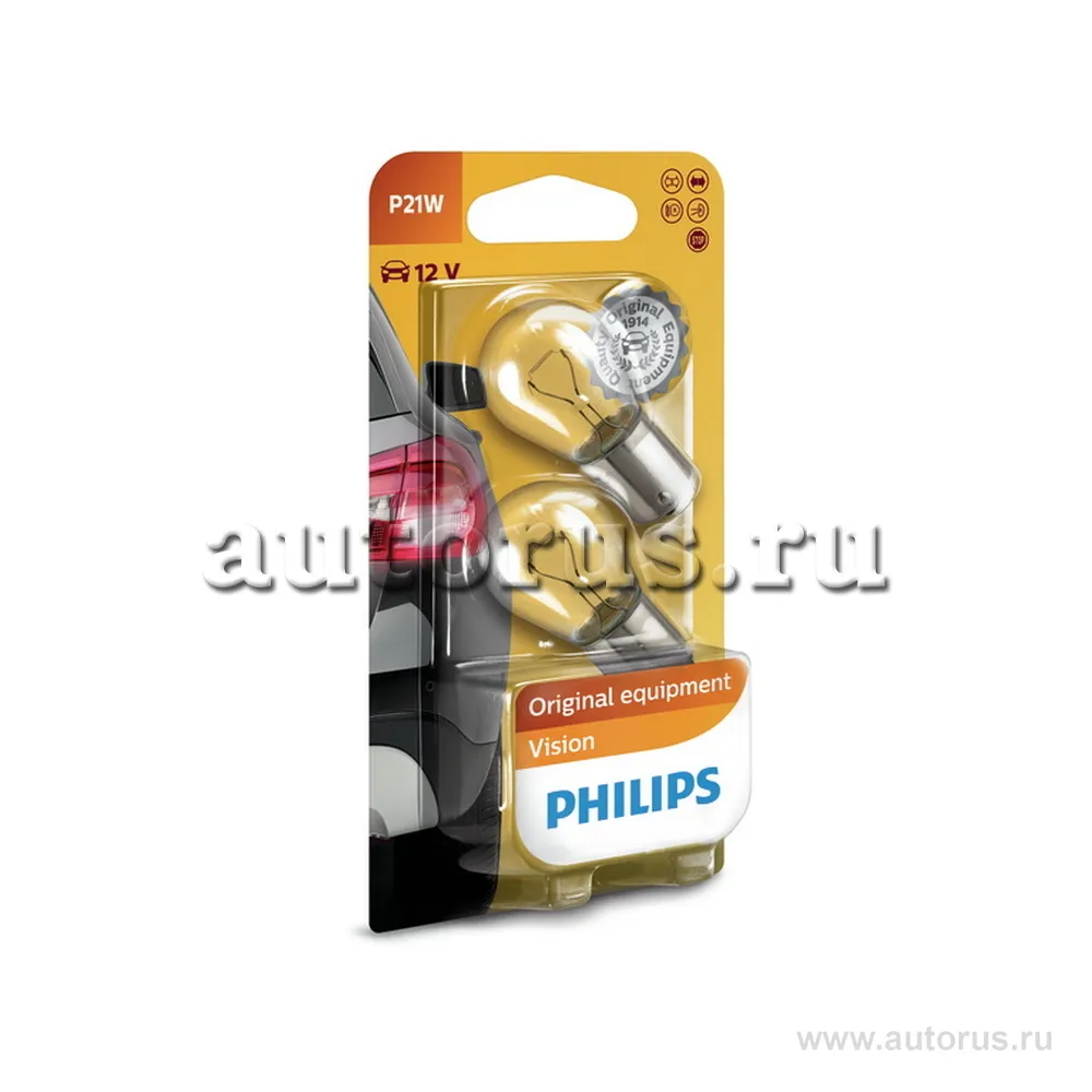 Лампа 12V P21W 21W PHILIPS 2 шт. блистер 12498B2 PHILIPS артикул 12498B2 -  цена, характеристики, купить в Москве в интернет-магазине автозапчастей  АВТОРУСЬ