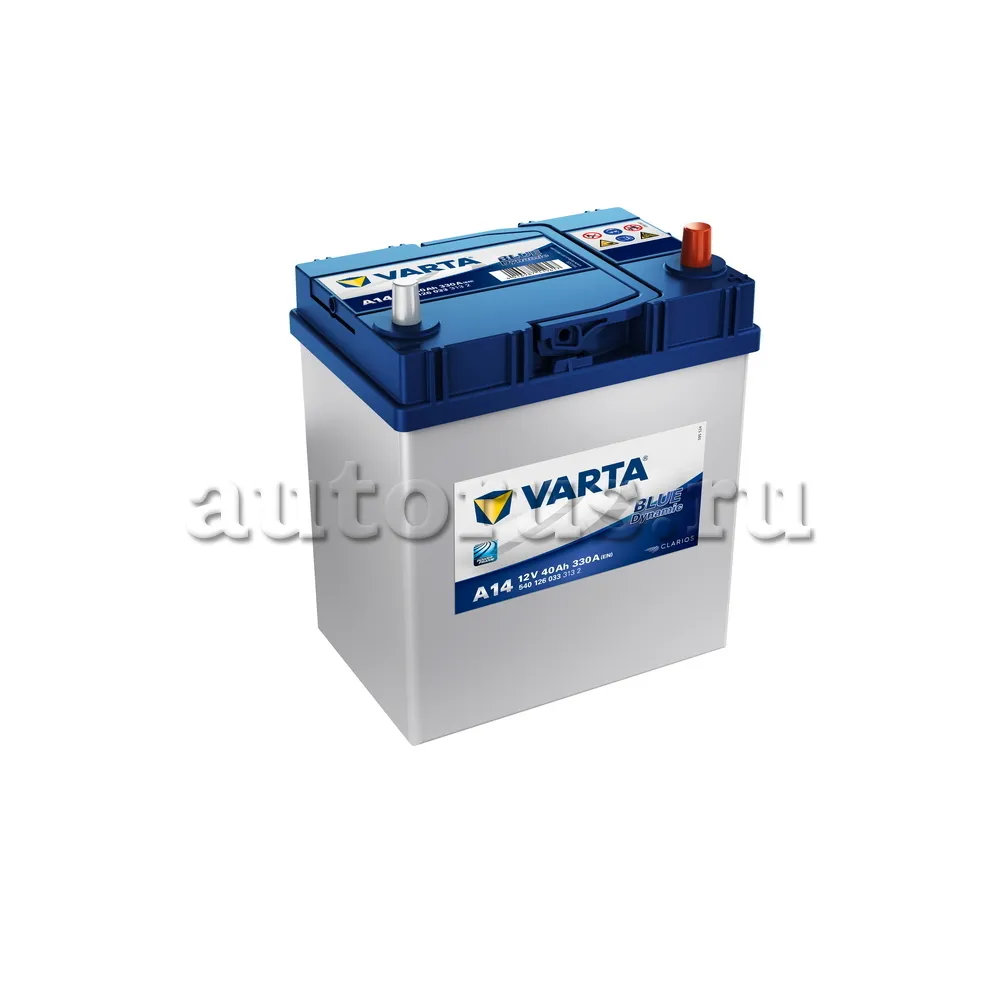 Аккумулятор VARTA Blue Dynamic 40 А/ч обратная R+ A14 187x127x227 EN330 А  VARTA артикул 540 126 033 - цена, характеристики, купить в Москве в  интернет-магазине автозапчастей АВТОРУСЬ