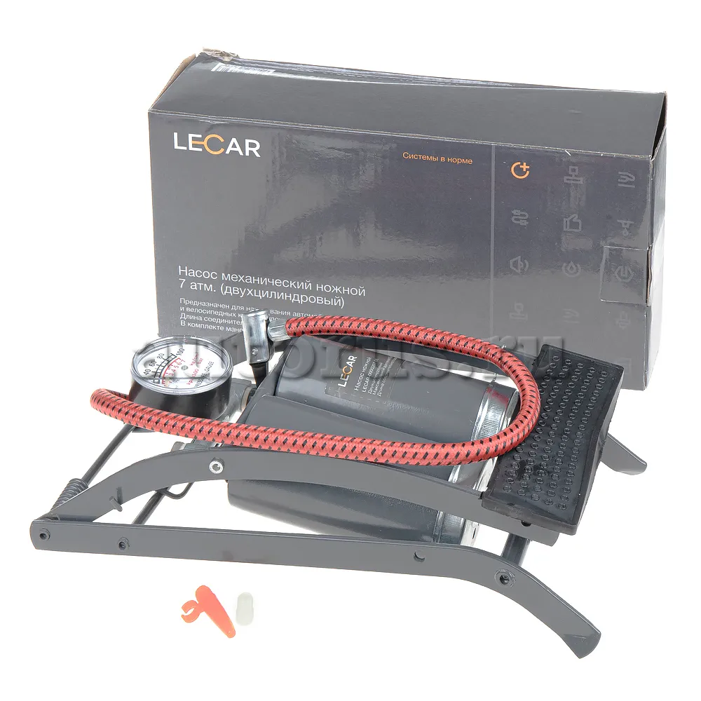 Насос ножной LECAR 7атм. (двухцилиндровый) LECAR LECAR000020706 LECAR  артикул LECAR000020706 - цена, характеристики, купить в Москве в  интернет-магазине автозапчастей АВТОРУСЬ