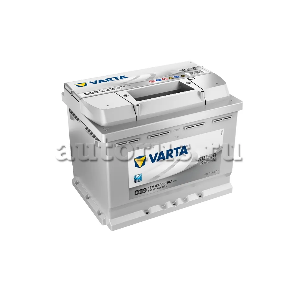 Аккумулятор VARTA Silver Dynamic 63 А/ч прямая L+ D39 242x175x190 EN610 А  VARTA артикул 563 401 061 - цена, характеристики, купить в Москве в  интернет-магазине автозапчастей АВТОРУСЬ