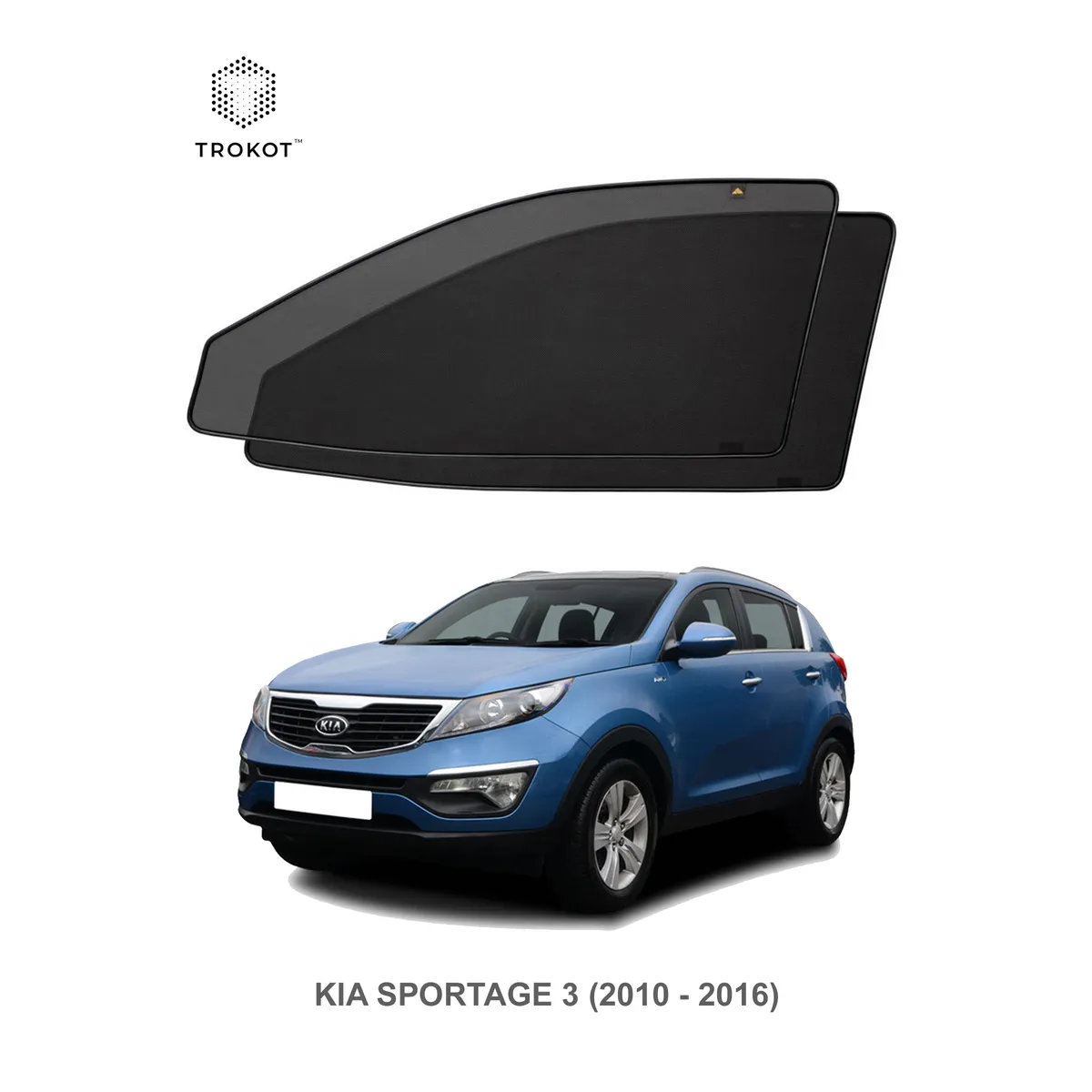 Комплект шторок на передние двери Kia Sportage (3) (2010-2016) TROKOT  артикул TR0194-01 - цена, характеристики, купить в Москве в  интернет-магазине автозапчастей АВТОРУСЬ