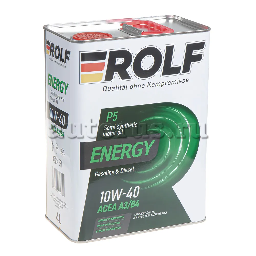 Масло моторное ROLF Energy SAE 10W-40 API SL/CF полусинтетика 4л 322227  ROLF артикул 322227 - цена, характеристики, купить в Москве в  интернет-магазине автозапчастей АВТОРУСЬ