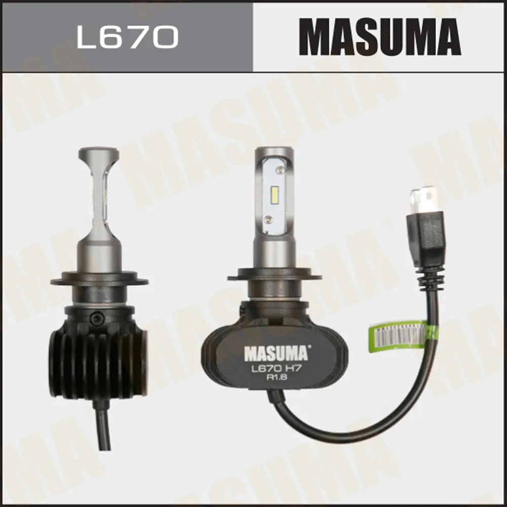 Лампа светодиодная 12/24V H7 18W 4000lm PX26d 6000K MASUMA LED 2 шт. картон  L670 MASUMA артикул L670 - цена, характеристики, купить в Москве в  интернет-магазине автозапчастей АВТОРУСЬ