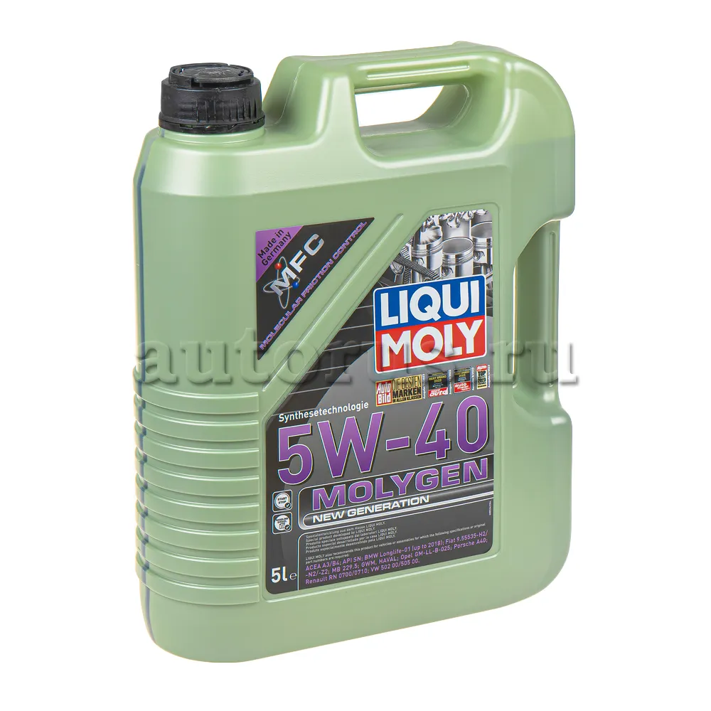 Масло моторное LIQUI MOLY Molygen New Generation 5W-40 синтетическое 5 л  9055/8536/9055D LIQUI MOLY артикул 8536 - цена, характеристики, купить в  Москве в интернет-магазине автозапчастей АВТОРУСЬ