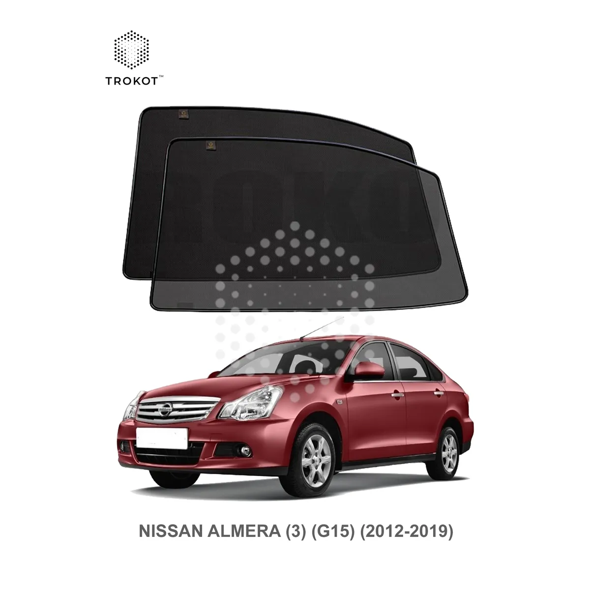 Комплект шторок на задние двери Nissan Almera (3) (G15) (2012-2019) TROKOT  артикул TR0273-02 - цена, характеристики, купить в Москве в  интернет-магазине автозапчастей АВТОРУСЬ