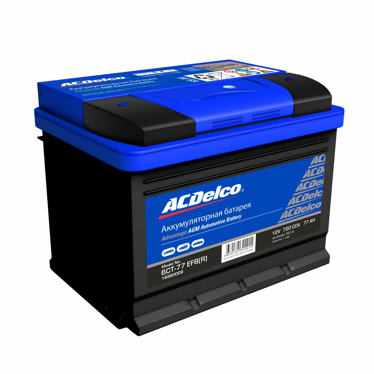 Аккумулятор ACDelco EFB 77 А/ч Обратная 278x175x190 EN720 А