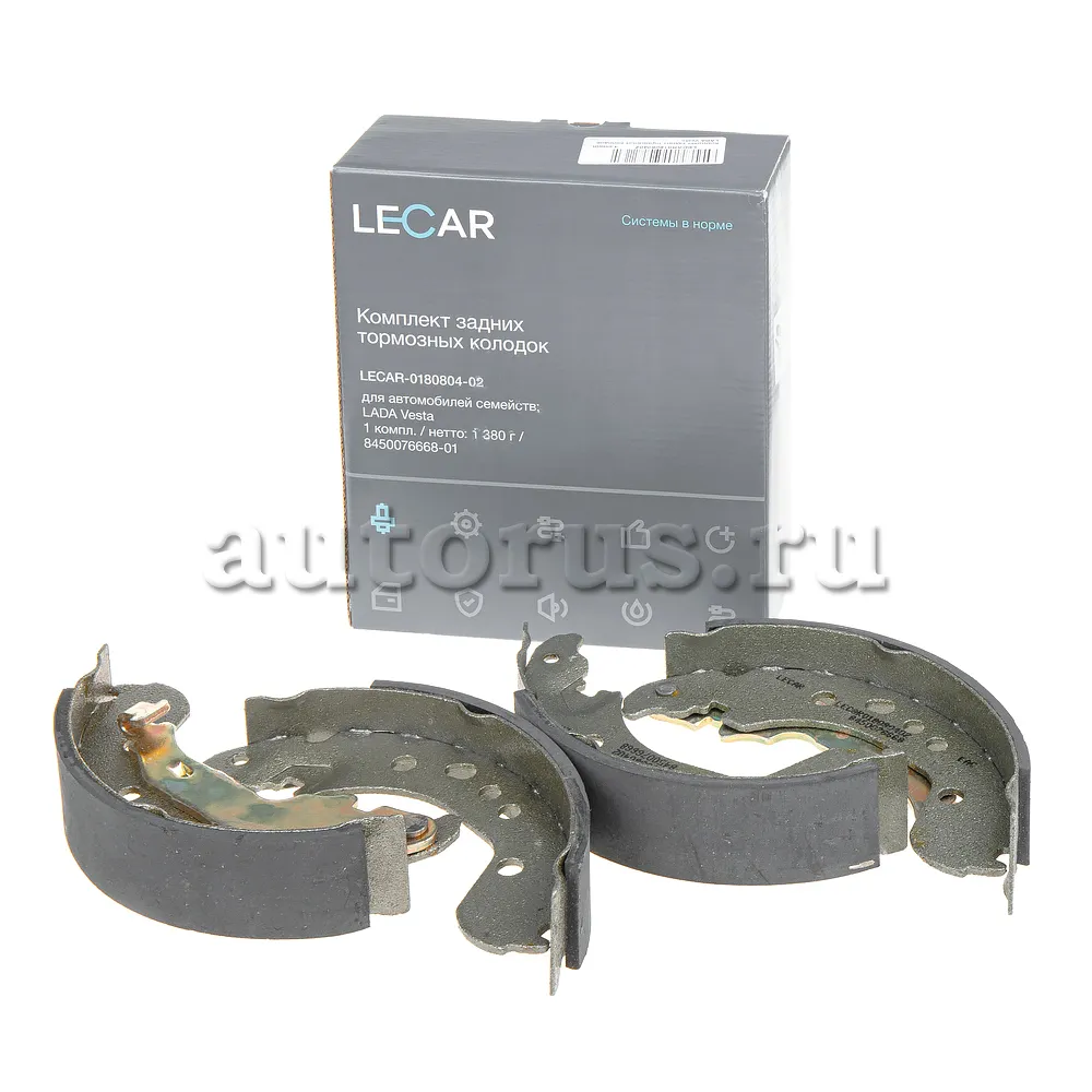 Комплект задних тормозных колодок LADA Vesta LECAR LECAR018080402 LECAR  артикул LECAR018080402 - цена, характеристики, купить в Москве в  интернет-магазине автозапчастей АВТОРУСЬ