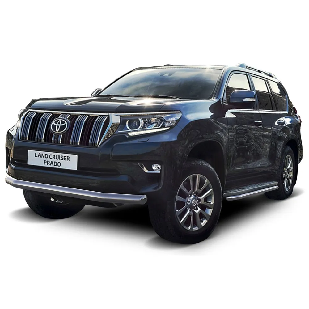 Защита переднего бампера d76 Rival для Toyota Land Cruiser Prado 150  рестайлинг (кроме Style и TRD) 2017-н.в., нерж. сталь, R.5721.002 RIVAL  артикул R.5721.002 - цена, характеристики, купить в Москве в  интернет-магазине автозапчастей