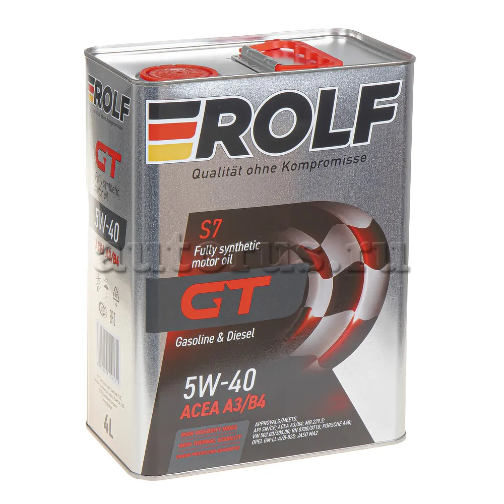 Масло моторное ROLF GT SAE 5W-40 API SN/CF синтетика 4л 322229 ROLF артикул  322229 - цена, характеристики, купить в Москве в интернет-магазине  автозапчастей АВТОРУСЬ