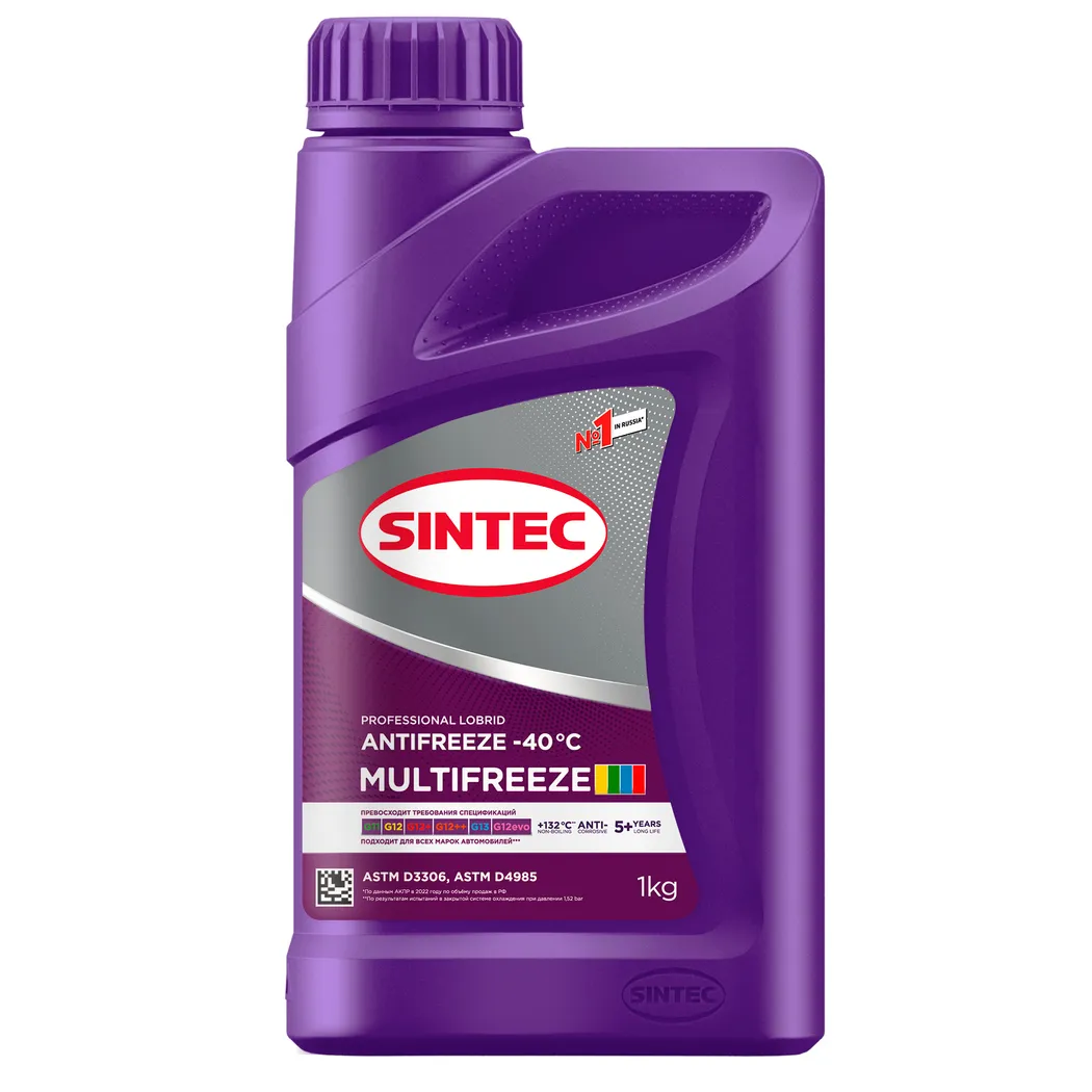 Антифриз Sintec MULTIFREEZE G12 готовый -40 фиолетовый 1 кг 990561 Sintec  артикул 990561 - цена, характеристики, купить в Москве в интернет-магазине  автозапчастей АВТОРУСЬ