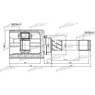 ШРУС внутренний левый 27X40X33 NISSAN QASHQAI J10F 06- PATRON pcv1745