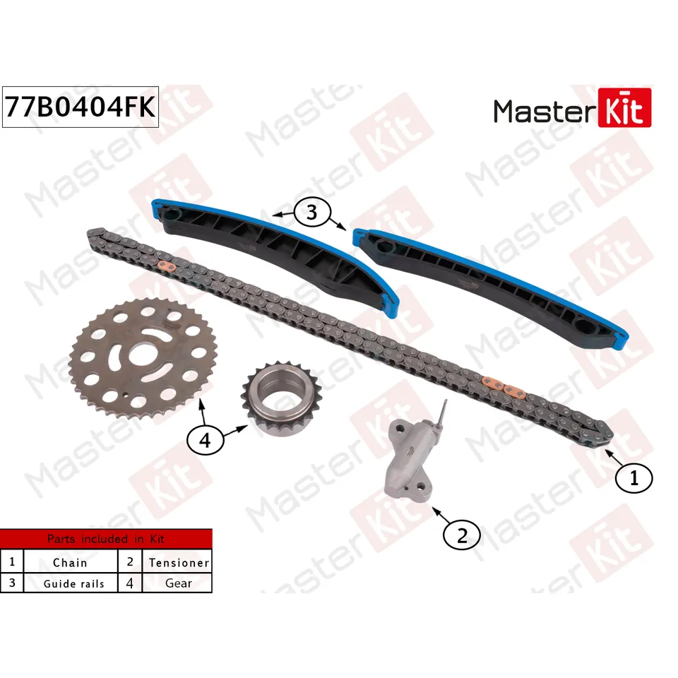 Комплект цепи ГРМ NISSAN R9M X-TRAIL (T32) 13-/RENAULT R9M MEGANE III,IV/KOLEOS/SCENIC III MASTERKIT 77B0404FK