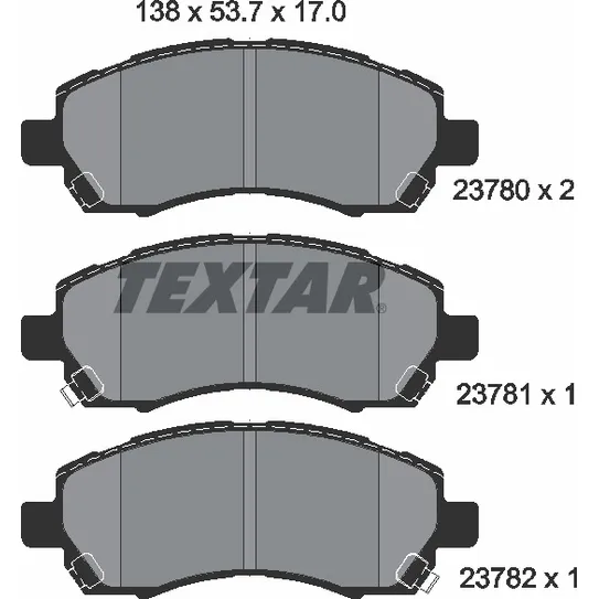 Колодки тормозные передние SUBARU TEXTAR 2378001