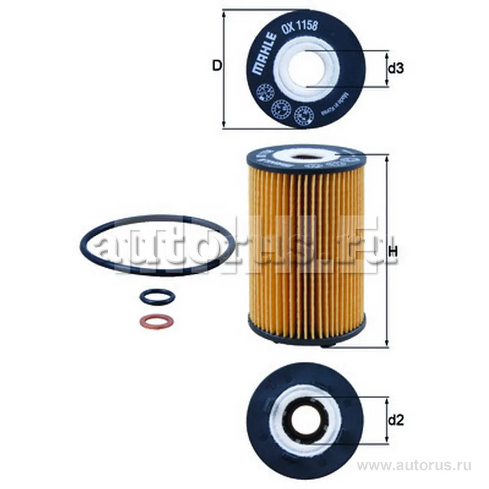 Фильтр масляный SSANG YONG Action II 12-> mot.2,0L KNECHT/MAHLE OX 1158D