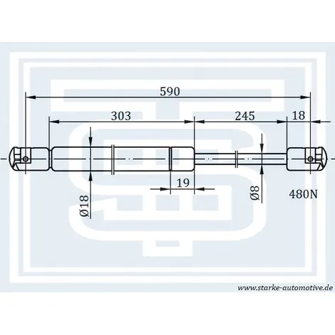 Амортизатор багажника CITRON XANTIA (X1/X2) Break --04.2003 L590mm / 480N STARKE 184-068