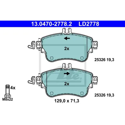 Колодки пер. MERCEDES A-CLASS W176,242,246 CERAMIC ATE 13047027782