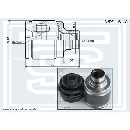 ШРУС КПП HONDA ACCORD V / CR-V I (RD) STARKE 159-618