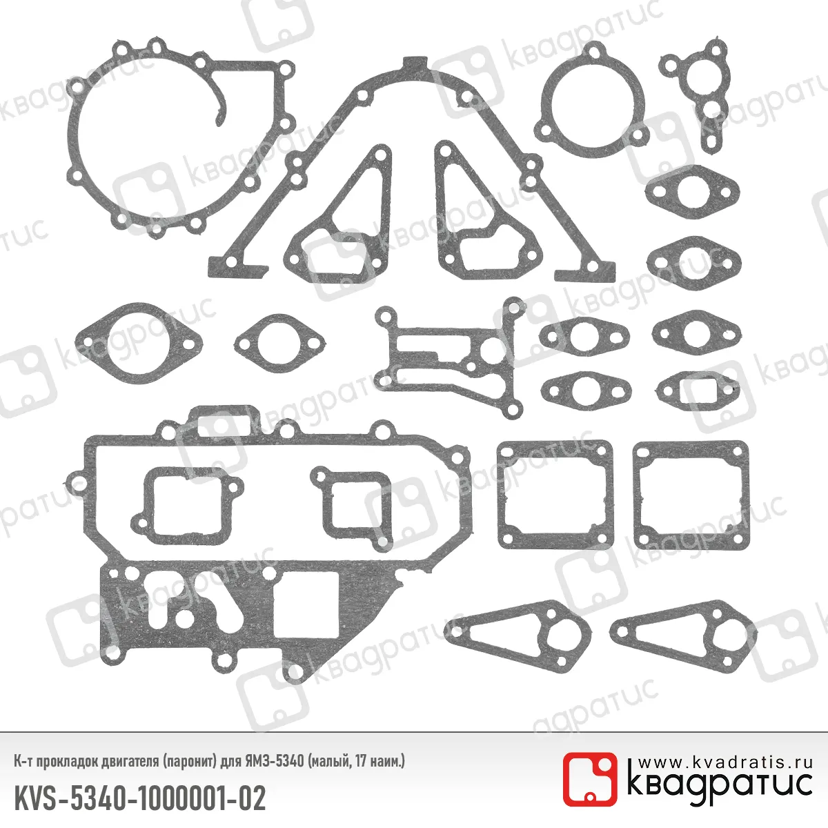 Комплект прокладок двигателя КВАДРАТИС KVS-5340-1000001-02