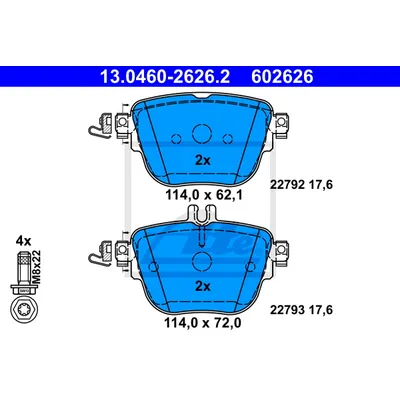 Колодки тормозные дисковые задн MB CLS (C257), E (W213) 16- ATE 13.0460-2626.2