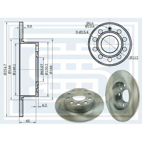 Диск тормозной VW GOLF V VI задний VAG / RENAULT / PEUGEOT STARKE 173-929