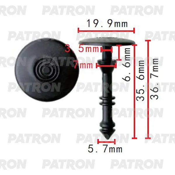 Клипса пластмассовая Fiat Применяемость: Клипса крепления порогов PATRON P372302