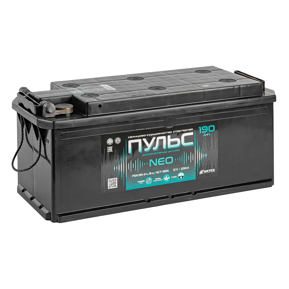Аккумулятор ПУЛЬС Standart 190 А/ч R+(4) 514x218x210 B EN 1250 А (стандарт/под болт)