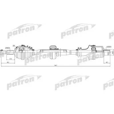 Полуось передняя правая 23x755x49x23 DACIA: LOGAN 04-, LOG PATRON PDS0220