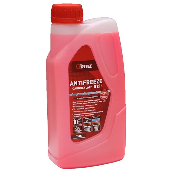 Антифриз GLANZ Carboxylate G12+ готовый -40C красный 1 кг GL-011