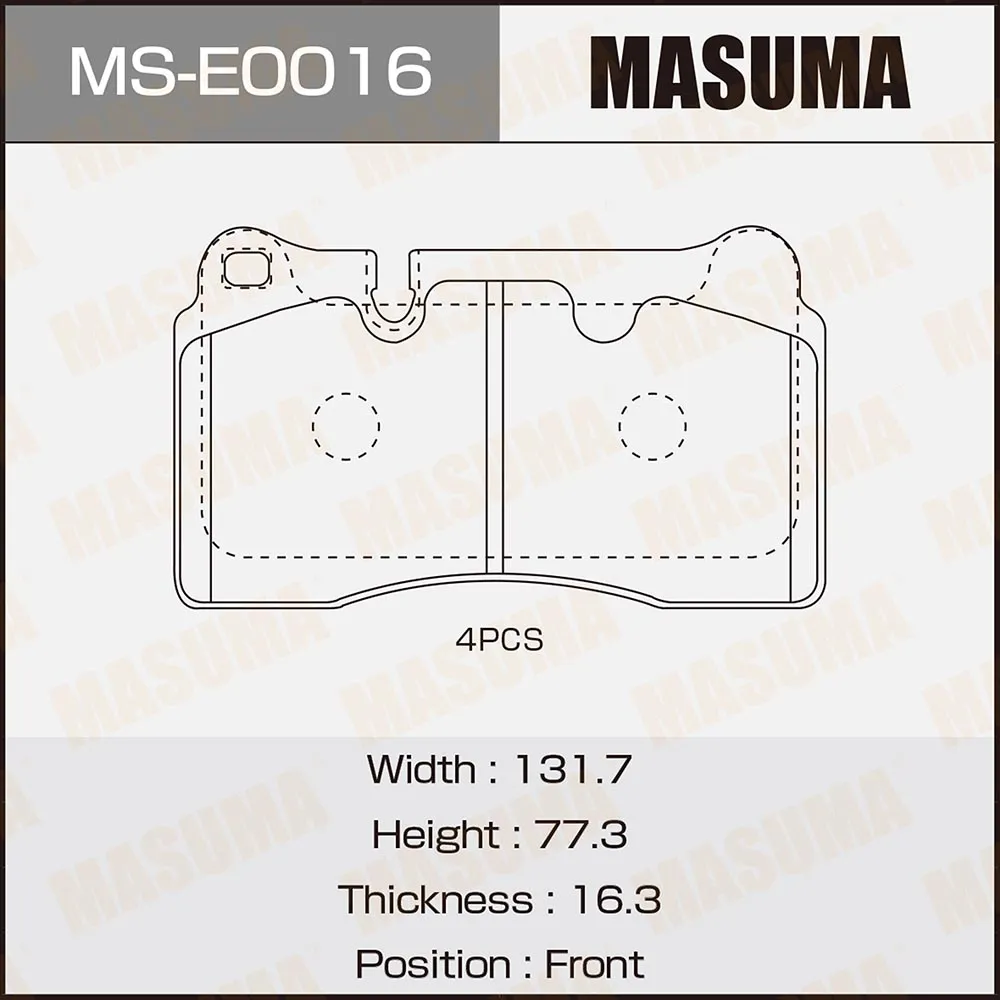 Колодки передние VOLKSWAGEN TOUAREG MASUMA MS-E0016