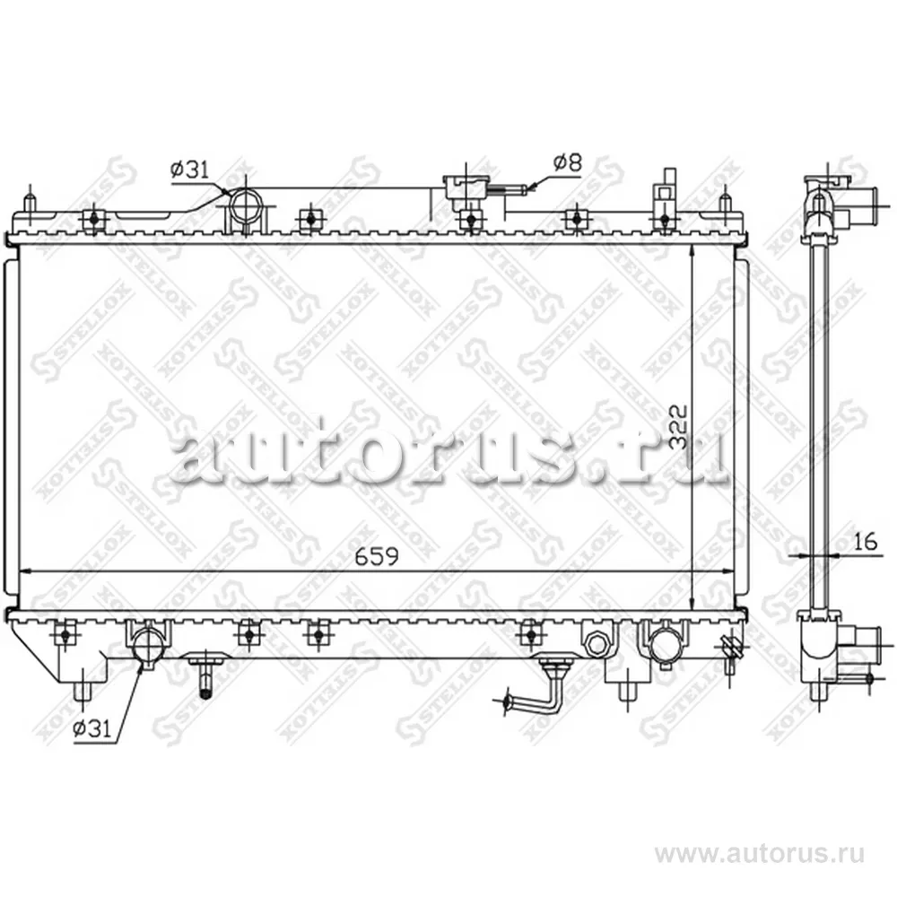 Радиатор системы охлаждения Toyota Avensis 1.6i/1.8i 16V 98-00 STELLOX 10-25112-SX