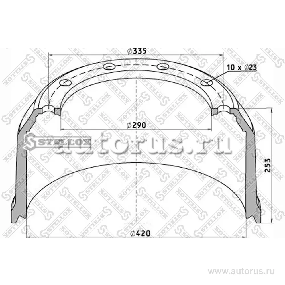 Торм.барабан 420x180/192 H 253 d 290/335 n10x23 BPW STELLOX 8500038_SX