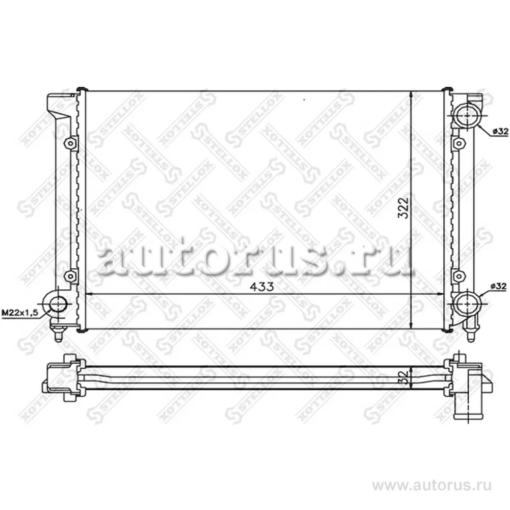 Радиатор системы охлаждения VW Passat 1.6/1.8 88-92 STELLOX 10-25049-SX