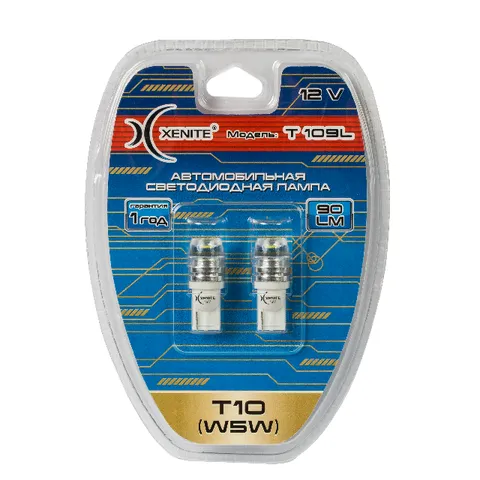 Диод Xenite T109L 12V (T10/ W5W) Яркость 90Lm б-р 2шт XENITE 1009273