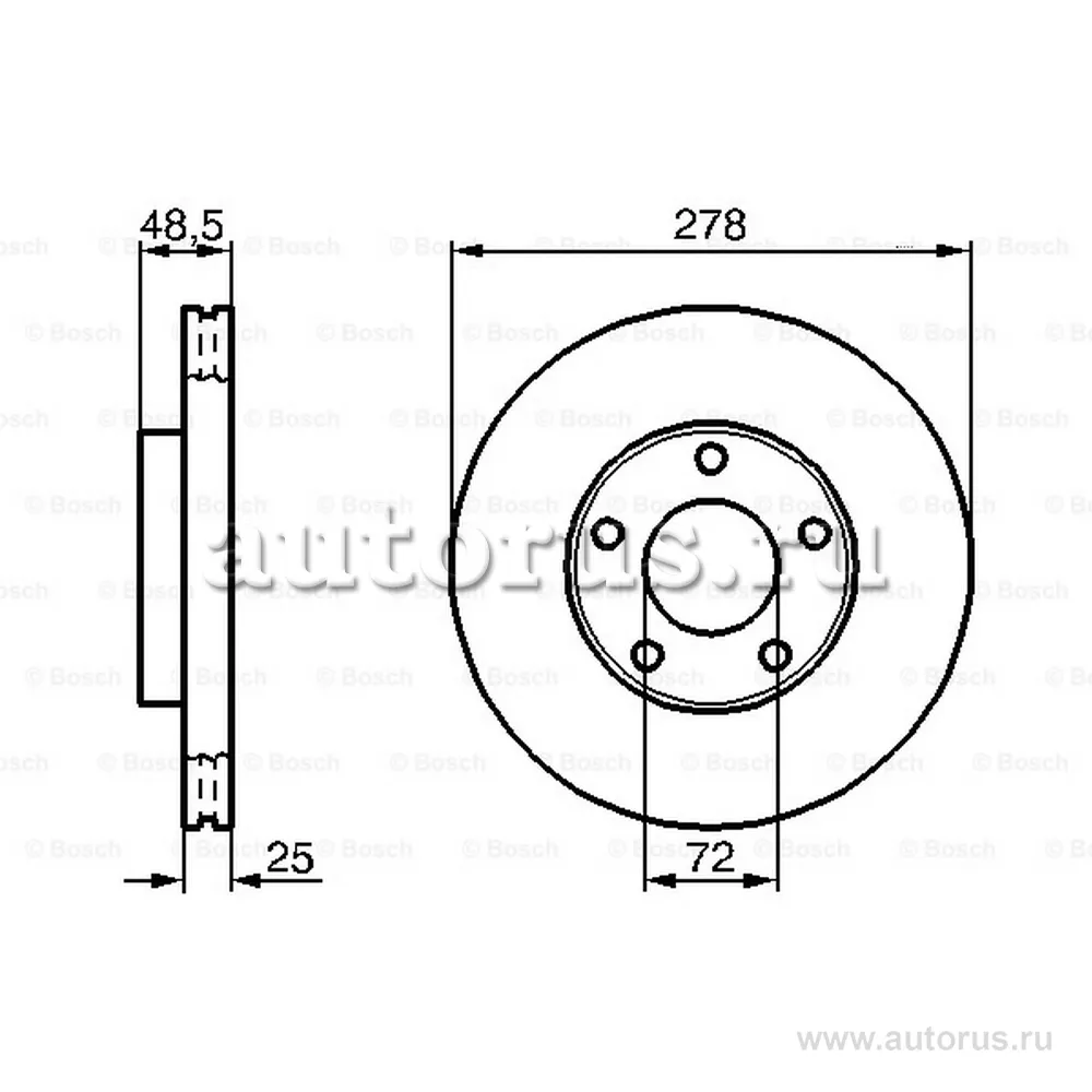 Диск тормозной передний BOSCH 0 986 479 179