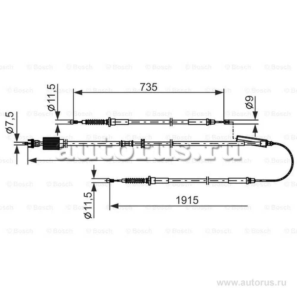 Трос ручного тормоза OPEL ASTRA J-1915мм BOSCH 1987482801