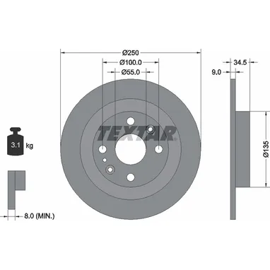 Диск тормозной задний стандартный EUNOS/FORD AUSTRALIA/MAZDA TEXTAR 92061700