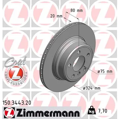 Диск тормозной задний BMW COAT Z ZIMMERMANN 150344320