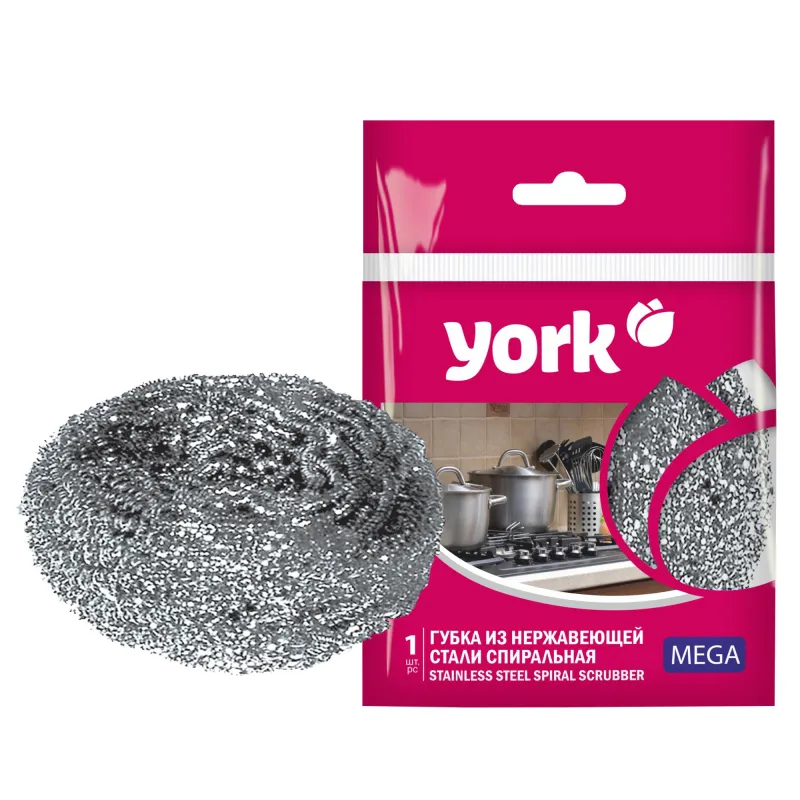 Губка для мытья посуды YORK Мега спиральная стальная 1571829