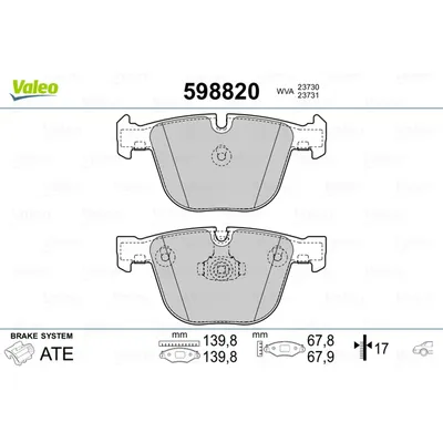 Колодки тормозные задние VALEO 598 820
