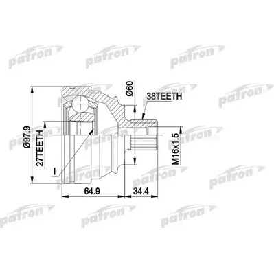 ШРУС наружн к-кт 38x60.2x27 VW: TRANSPORTER Т4 7.94- PATRON PCV1230