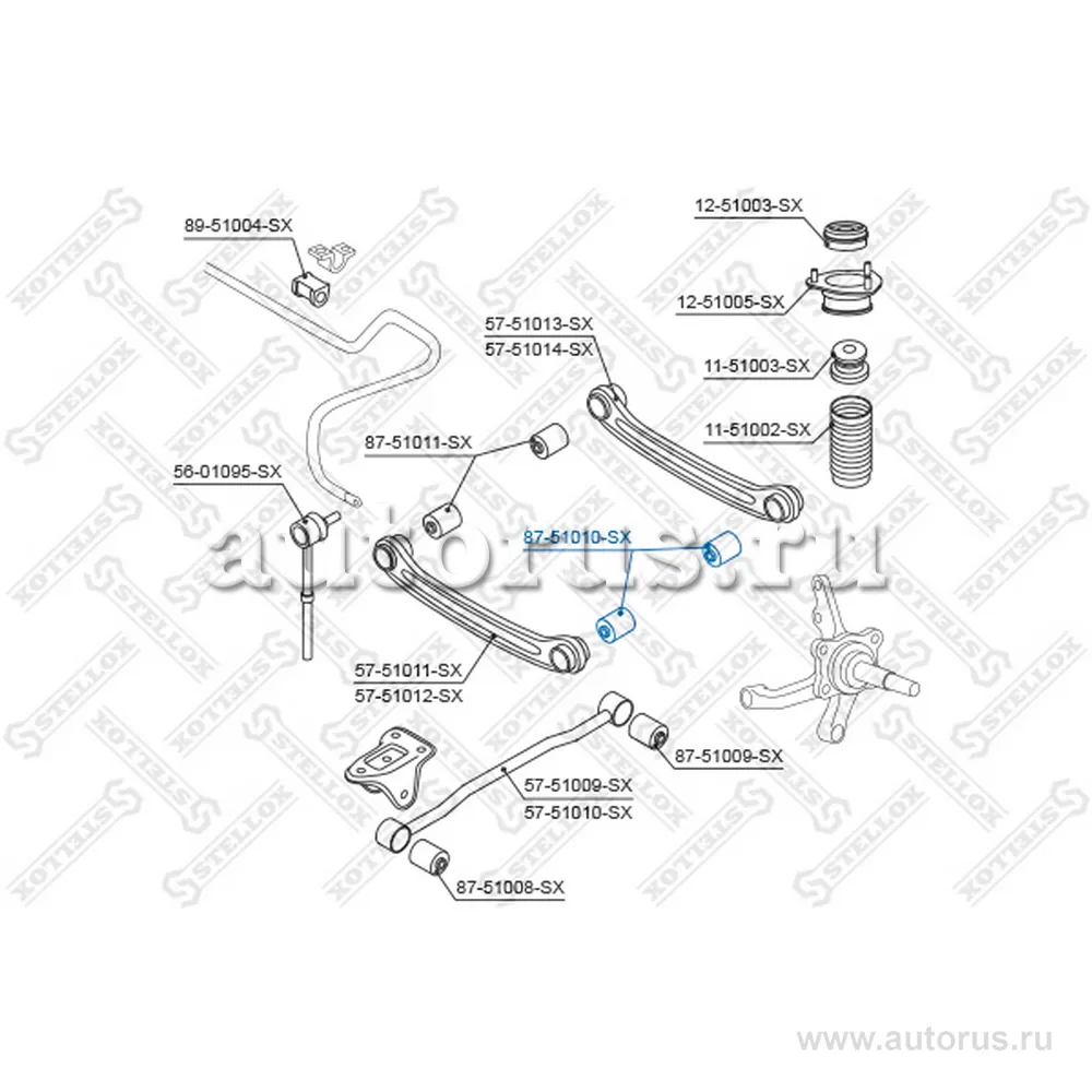 Сайлентблок зад. рычага наружн. Hyundai Accent all 99> STELLOX 87-51010-SX