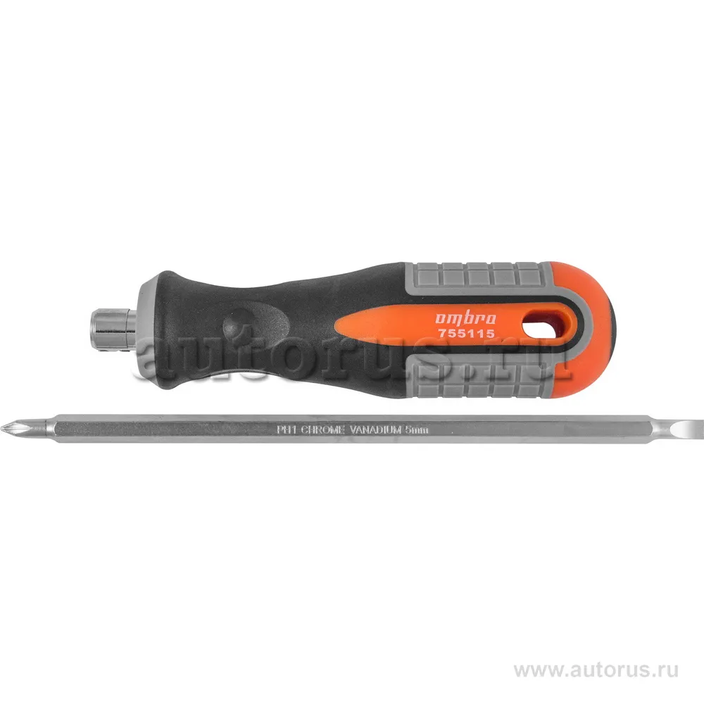 Отвертка стержневая двусторонняя ROUND GRIP, РН1,SL5x150 мм OMBRA 755115
