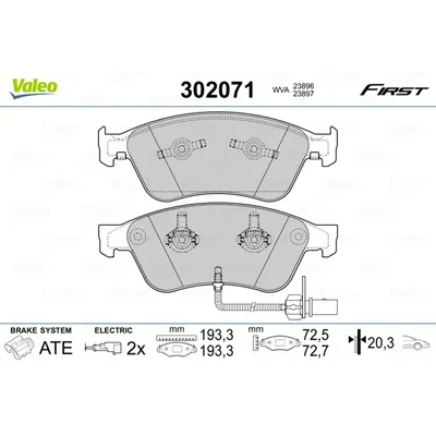 Колодки тормозные перед VALEO 302071