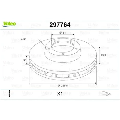 Диск тормозной передний VALEO 297 764